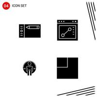 Collection of 4 Vector Icons in solid style Pixle Perfect Glyph Symbols for Web and Mobile Solid Icon Signs on White Background 4 Icons Creative Black Icon vector background