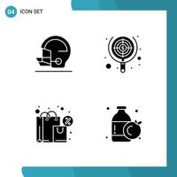 Vector Pack of 4 Glyph Symbols Solid Style Icon Set on White Background for Web and Mobile Creative Black Icon vector background