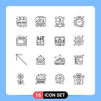 Set of 16 Vector Outlines on Grid for sale advertisement big sale learning calendar clock Editable Vector Design Elements