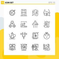 colección de 16 iconos de línea universal conjunto de iconos para web y móvil fondo de vector de icono negro creativo