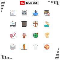 Mobile Interface Flat Color Set of 16 Pictograms of user map business pin khana Editable Pack of Creative Vector Design Elements