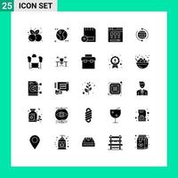 Group of 25 Solid Glyphs Signs and Symbols for business hosting add server hardware Editable Vector Design Elements