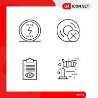 Creative Set of 4 Universal Outline Icons isolated on White Background Creative Black Icon vector background