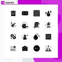 Mobile Interface Solid Glyph Set of 16 Pictograms of coding education chat learning diploma Editable Vector Design Elements