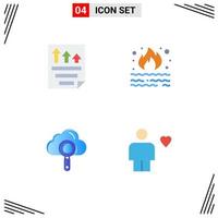 Stock Vector Icon Pack of 4 Line Signs and Symbols for data smoke paper fire computing Editable Vector Design Elements