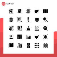 Set of 25 Vector Solid Glyphs on Grid for pad map mobile location growth Editable Vector Design Elements