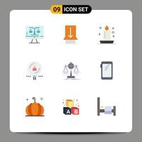 9 Universal Flat Color Signs Symbols of balanced professional candlelight magnifier find Editable Vector Design Elements