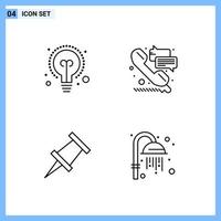 4 Icons Line style Creative Outline Symbols Black Line Icon Sign Isolated on White Background Creative Black Icon vector background