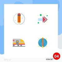 4 iconos planos universales establecidos para aplicaciones web y móviles estación de flecha de transporte creativo objetivo elementos de diseño vectorial editables vector