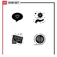 4 Creative Icons Modern Signs and Symbols of chat tools control blueprint earth Editable Vector Design Elements