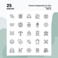 25 Greece Independence Day Icon Set 100 Editable EPS 10 Files Business Logo Concept Ideas Line icon design vector