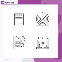 Pack of 4 Modern Filledline Flat Colors Signs and Symbols for Web Print Media such as notepad analysis signature drop figures Editable Vector Design Elements