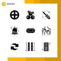 9 Icon Set Solid Style Icon Pack Glyph Symbols isolated on White Backgound for Responsive Website Designing Creative Black Icon vector background