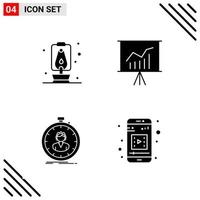 Pixle Perfect Set of 4 Solid Icons Glyph Icon Set for Webite Designing and Mobile Applications Interface Creative Black Icon vector background