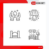 Creative Set of 4 Universal Outline Icons isolated on White Background Creative Black Icon vector background