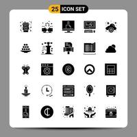 25 Black Icon Pack Glyph Symbols Signs for Responsive designs on white background 25 Icons Set Creative Black Icon vector background