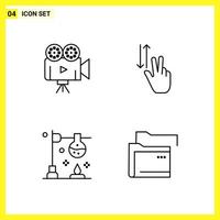 4 Icon Set Simple Line Symbols Outline Sign on White Background for Website Design Mobile Applications and Print Media Creative Black Icon vector background