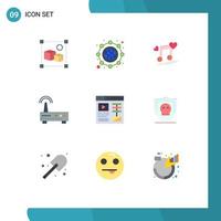 Flat Color Pack of 9 Universal Symbols of design signal music node wifi song Editable Vector Design Elements