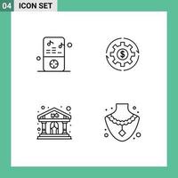 Set of 4 Vector Filledline Flat Colors on Grid for ipod money player earnings play Editable Vector Design Elements