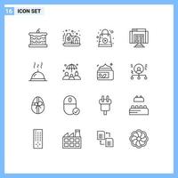 Modern Set of 16 Outlines and symbols such as food web online data application Editable Vector Design Elements
