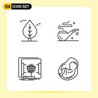 4 Creative Icons for Modern website design and responsive mobile apps 4 Outline Symbols Signs on White Background 4 Icon Pack Creative Black Icon vector background