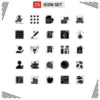 Pack of 25 creative Solid Glyphs of photos images lock university education Editable Vector Design Elements