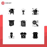 9 iconos creativos signos y símbolos modernos de negocios trofeo de pascua regalo vino elementos de diseño vectorial editables vector