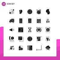 Set of 25 Vector Solid Glyphs on Grid for pregnant timepiece male time technology Editable Vector Design Elements