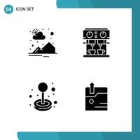 User Interface Pack of 4 Basic Solid Glyphs of countryside fun sun rise machine play Editable Vector Design Elements