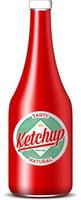 Bottle of ketchup. Traditional red tomato sauce. vector