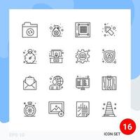 Pack of 16 Modern Outlines Signs and Symbols for Web Print Media such as time business grid left arrow Editable Vector Design Elements