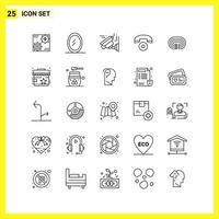 25 Icon Set Simple Line Symbols Outline Sign on White Background for Website Design Mobile Applications and Print Media Creative Black Icon vector background