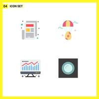 Group of 4 Modern Flat Icons Set for news economy egg easter lamp Editable Vector Design Elements