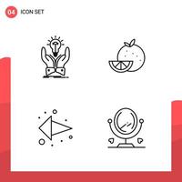 Pack of 4 Universal Outline Icons for Print Media on White Background Creative Black Icon vector background