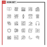 paquete de iconos de vector de stock de 25 signos y símbolos de línea para construir elementos de diseño de vector editables de disco de amor de edificio de boda