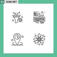 Mobile Interface Line Set of 4 Pictograms of filter graph filter type place Editable Vector Design Elements