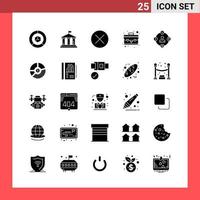 25 Icon Pack Solid Style Glyph Symbols on White Background Simple Signs for general designing Creative Black Icon vector background