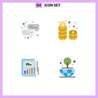 Modern Set of 4 Flat Icons Pictograph of business chart coins cash income Editable Vector Design Elements