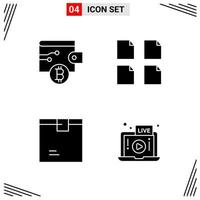 4 Icons Solid Style Grid Based Creative Glyph Symbols for Website Design Simple Solid Icon Signs Isolated on White Background 4 Icon Set Creative Black Icon vector background