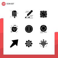 Stock Vector Icon Pack of 9 Line Signs and Symbols for control halloween scientific research cauldron float Editable Vector Design Elements