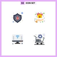 4 iconos planos vectoriales temáticos y símbolos editables de elementos de diseño vectorial editables para el hogar de seguridad informática antivirus vector