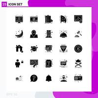 Set of 25 Modern UI Icons Symbols Signs for mountain download expertise party pizza Editable Vector Design Elements