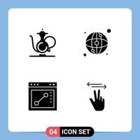 Pictogram Set of 4 Simple Solid Glyphs of abrahamic draw ramadan map gestures Editable Vector Design Elements