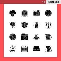 16 Icon Pack Solid Style Glyph Symbols on White Background Simple Signs for general designing Creative Black Icon vector background