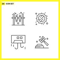4 Icon Set Simple Line Symbols Outline Sign on White Background for Website Design Mobile Applications and Print Media Creative Black Icon vector background