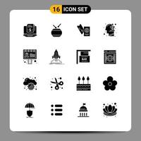 16 Creative Icons Modern Signs and Symbols of advertisement mind passport investment vacation Editable Vector Design Elements