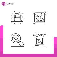 Outline Icon set Pack of 4 Line Icons isolated on White Background for responsive Website Design Print and Mobile Applications Creative Black Icon vector background