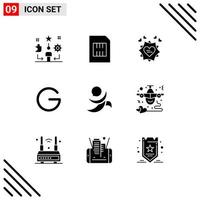 Universal Icon Symbols Group of 9 Modern Solid Glyphs of crypto currency coin mobile gulden valentine Editable Vector Design Elements