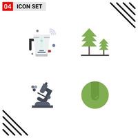 4 paquete de iconos planos de interfaz de usuario de signos y símbolos modernos de elementos de diseño vectorial editables de la bola de vacaciones wifi del microscopio mezclador vector