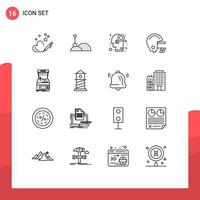 Set of 16 Vector Outlines on Grid for machine console gender arcade football Editable Vector Design Elements